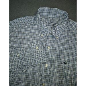 Vineyard Vines Men's Plaid Blue Performance Classic Fit Button-Down Size Large M